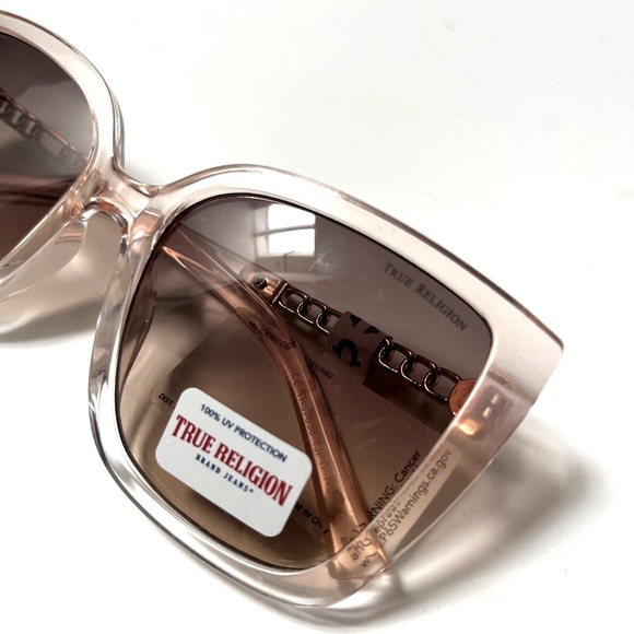 New Original TRUE RELIGION Square Oversized Sunglasses Translucid Pink Metal main image 7